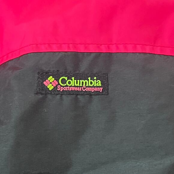 VTG Columbia Colorblock Puffer Jacket Mens Large Neon Pink Black Retro Throwback - Picture 3 of 12